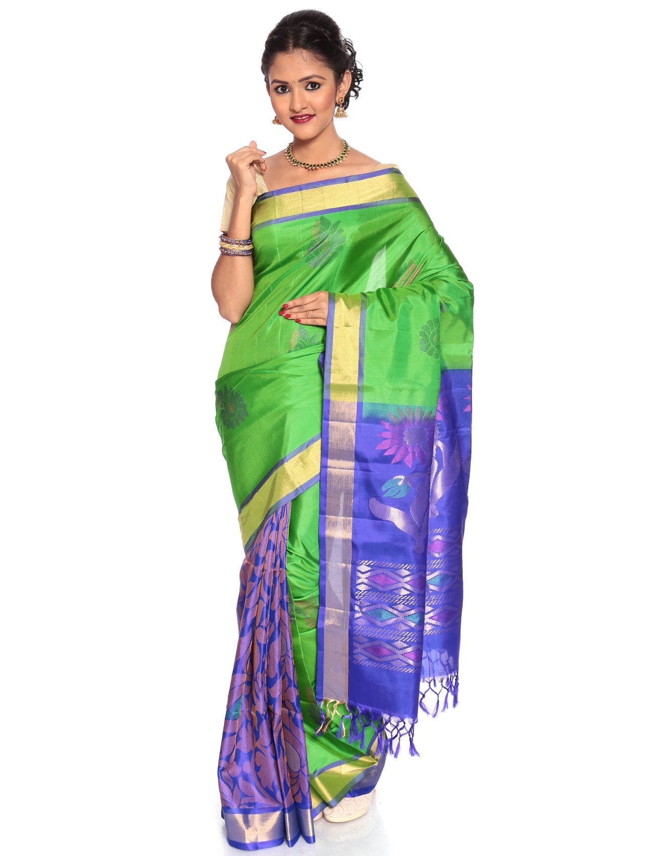 Buy Mandakini Kanchipuram Handloom Patli Pallu Pure Silk Sarees Online